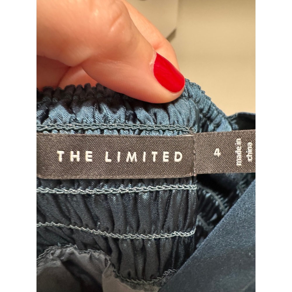 The Limited Dress Womens 4 Teal Blue Silk Empire Waist Smocked Mini Party Y2K - Picture 3 of 9